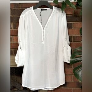 Just fashion now Half zipper roll up sleeve top Size 3X